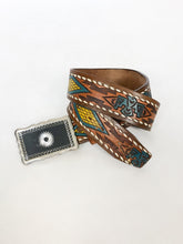 Load image into Gallery viewer, Vintage Thunderbird Hand Painted Embossed Leather Belt
