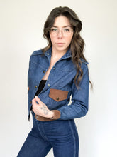 Load image into Gallery viewer, Vintage ‘Lady Wrangler’ Sportswear Cropped Denim &amp; Suede Jacket

