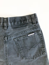 Load image into Gallery viewer, Vintage 90s Titanic Black Denim High Rise Cut Off Shorts Waist 25”
