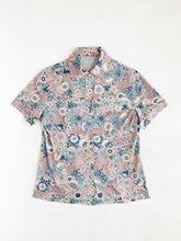 Load image into Gallery viewer, Vintage 70s Short Sleeve Floral Poly Blouse
