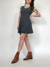 Load image into Gallery viewer, Vintage 90s Navy and White Polka Dot Dress
