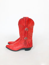Load image into Gallery viewer, Vintage 80s Capezio Red Leather Concho Cowboy Boots Size 9
