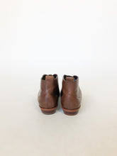 Load image into Gallery viewer, Vintage 90s Brown Woven Leather Lace Up Booties Size 6.5
