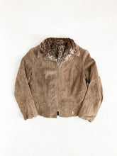 Load image into Gallery viewer, Vintage 70s Skincheetahs Brown Suede Faux Shearling Jacket
